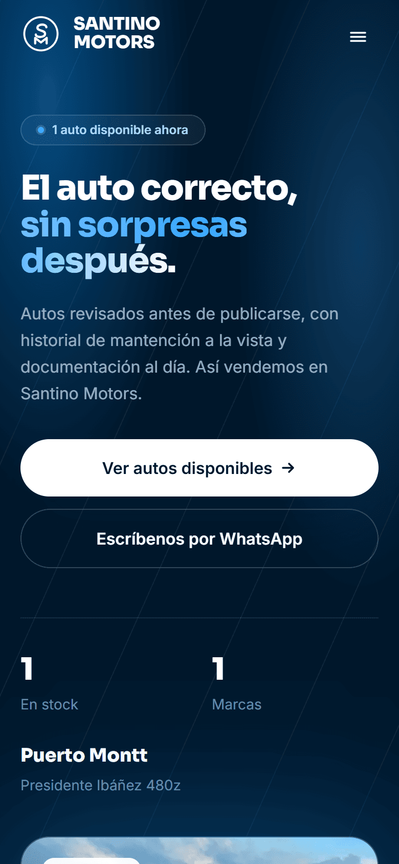 Catálogo de Santino Motors visto en un celular